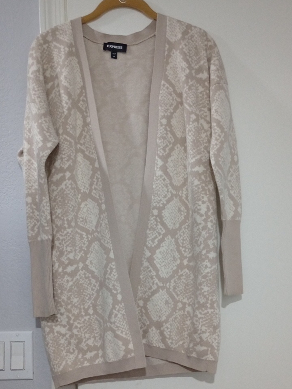 Express Beige & Cream Snake-Print Open Cardigan Size XXS